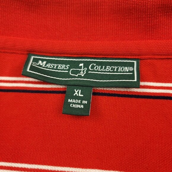Masters Collection Mens XL Shirt Golf Performance‎ Red White Stripe Polo Augusta - Picture 2 of 15